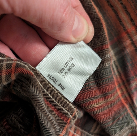 Orvis Merino wool blend plaid flannel shirt L - Picture 5 of 5